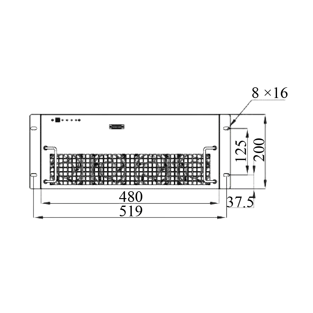 Detailed mechanical dimensions of Ikonmac Silicon Carbide power module with mounting hole and terminal layout